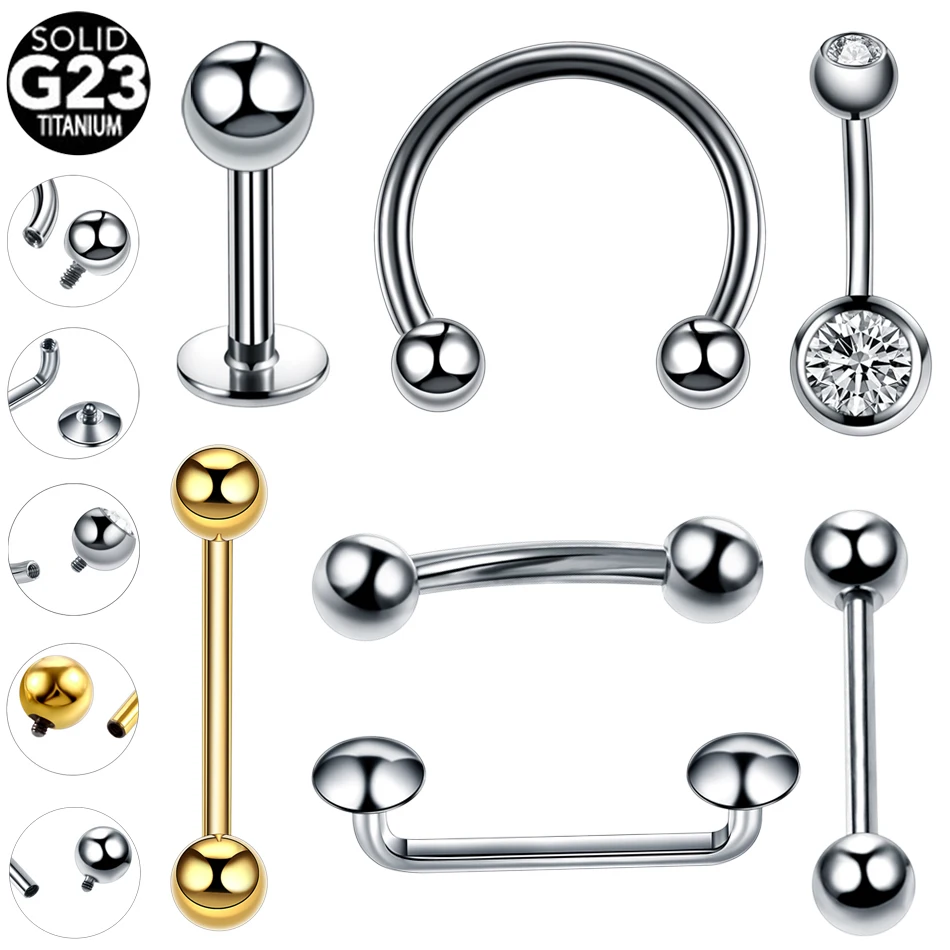 

1PC G23 Titanium Internal Thread Rook Daith Piercings Septum Ring Dermal Anchor Lip Piercings Tongue Piercings CBR Nipple Rings