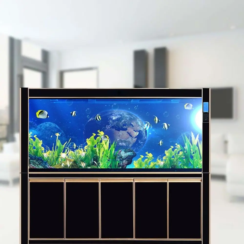 ПВХ водонепроницаемый односторонний океан природный пейзаж рыбы чаша аквариум наклейка стекло для аквариума фон Плакат Настенная картина