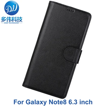 

Luxury Business Genuine Litchi Pattern Flip Wallet Leather Phone Case For Samsung Galaxy Note8 Note 8 Cover Fundas With Stand