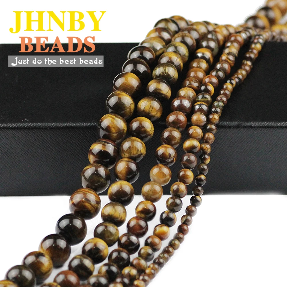

JHNBY AAA Natural Ore Beads Tiger Eye Stone 4/6/8/10/12MM Handmade Round Loose Beads Ball Fit Jewelry Bracelet Making DIY