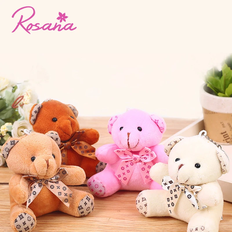 

10CM Cute Bear Dolls Key Chain Valentine Little Plush Doll Animals Stuffed Bow Tie Teddy Bear Birthday Gift For Girl Friends