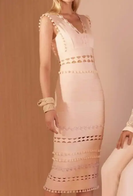 

Top Quality Sexy Hollow Out V-Neck Bandage Dress Elegant Women Night Club Fashion Party Bodycon Dresses