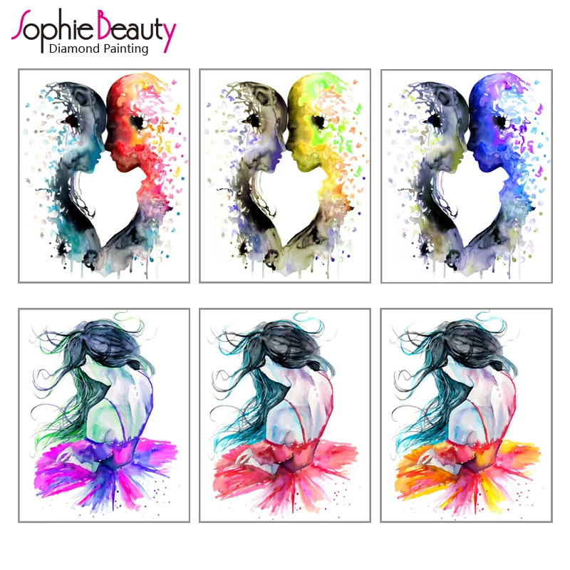 

2018 Top Fashion Hot Sale Europe Diy Diamond Painting Cross Stitch Embroidery Oil Colorful Lover Beautiful Lady Mosaic