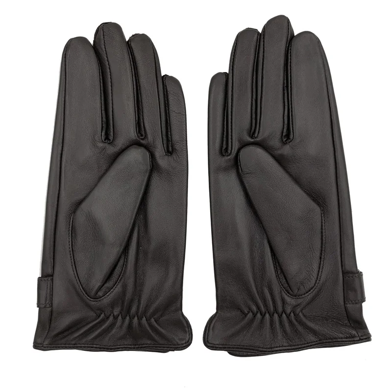 Spring/Winter Real Leather Short Gloves for Men Male Thin/Thick Black/Brown Touched Screen Gant Gym Luvas Driving Mittens warm gloves leather gloves male gloves
