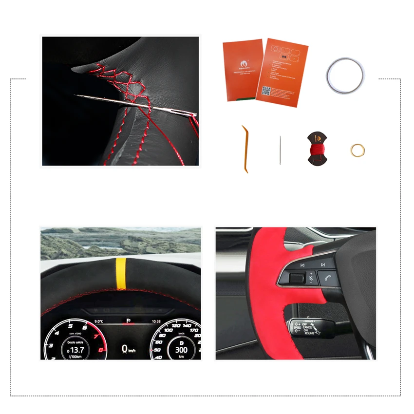Чехол на руль MEWANT из черной Красной замши для Seat Leon 2013 2020 Толедо 2014 2015 Arona 2017