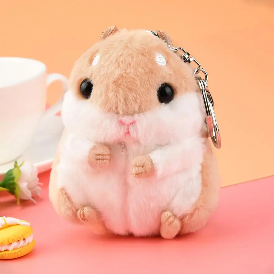 

New Cute Plush Hamster Pendant Key Chain Clasp Key Ring Keyring Handbag Decor Flower Keychain Bag Accessory Gift Delicate