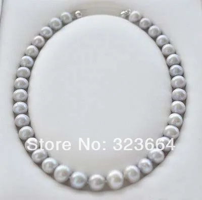 

HUGE REAL 18" 13mm ROUND GRAY FRESHWATER PEARL NECKLACE