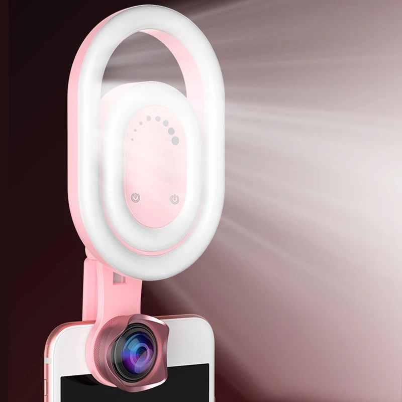 

Girlwoman 56 LED Lamp Selfie Light Flash Wide Angle Lens Phone Flashlight LED Selfie Light Clip-on Macro-lens Glass Lens