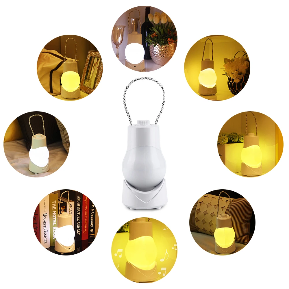 LED Music Box Night Light USB Rechargeable lantern Portable Night lamp