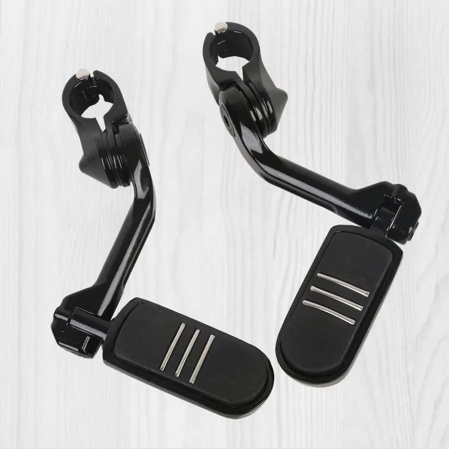 Metal & Rubber Black 32mm Motorcycle Footrest Long Angled Highway