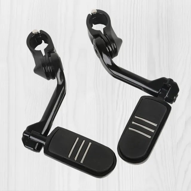 Metal & Rubber Black 32mm Motorcycle Footrest Long Angled Highway