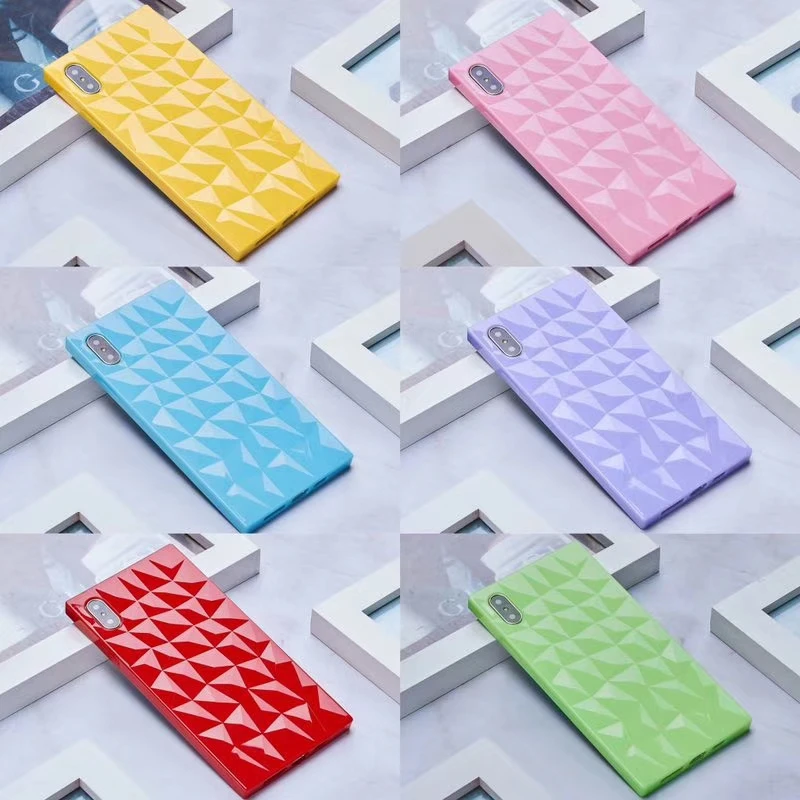 

Soft Clear Silicone Square Case For iPhone XR XS Max Ultra thin Candy Color Transparent Back Cover For iPhone X 6 6s 7 8 Plus