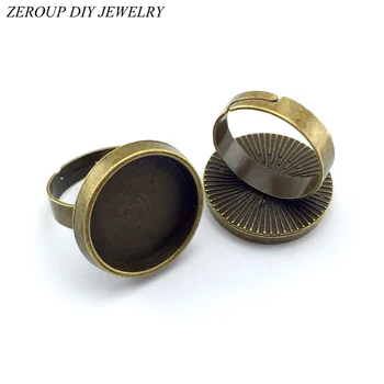 

ZEROUP 5pcs Ring Settings Antique Bronze Copper Brass Plated Adjustable Glass Cabochon Blank Ring Base Supplies for Jewelry