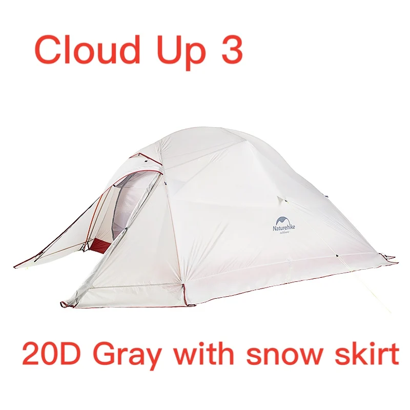 Серия Naturehike Cloud Up, Ультралегкая походная палатка, водонепроницаемая походная палатка, 20D нейлоновая палатка с бесплатным ковриком - Цвет: CloudUp3 Gray-skirt