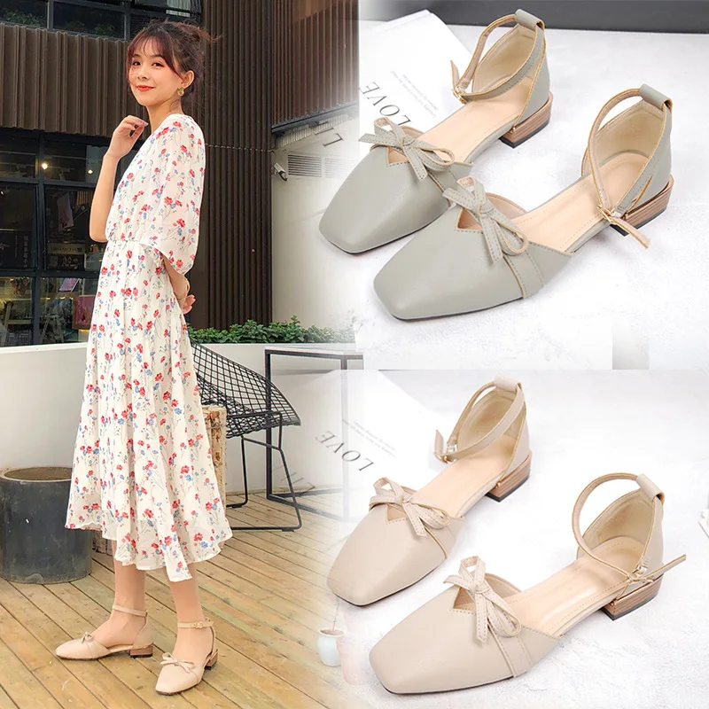 

NAUSK Direct Low Heels Sandals Women Ankle Strap Summer Shoes Female Plus Size 43 Block Heels Women Shoes 2019 Casual Sandals