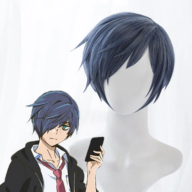 

Cosroad Sarazanmai Toi Kuji Cosplay Wigs Light Purple Mixed Blue Short Hair Kuji Toi Wig Halloween Costumes