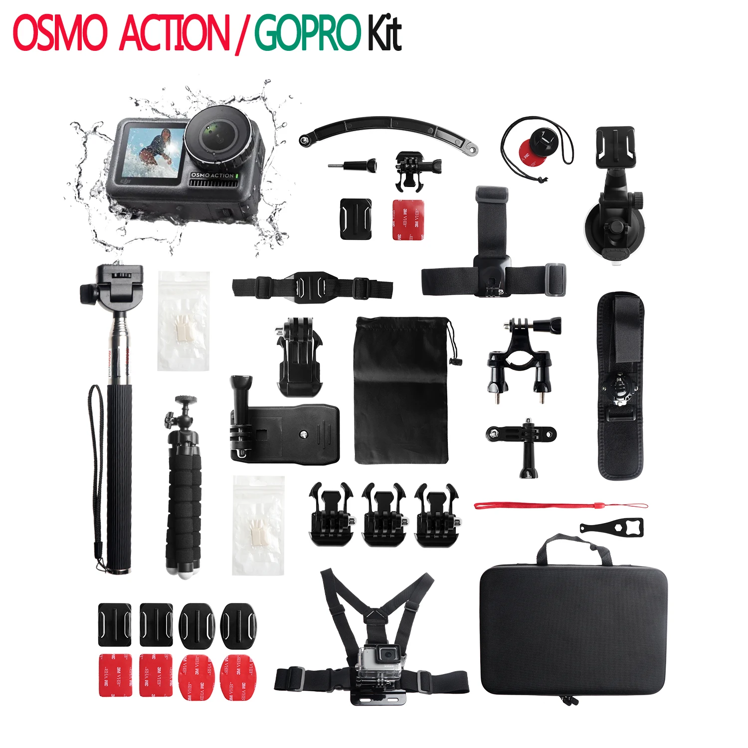 

DJI OSMO Action Accessories Kit Storage Box/Selfie Stick/Backpack Clip/Sponge Tripod for Osmo Pocket/Gopro hero 7 6 5/Sjcam
