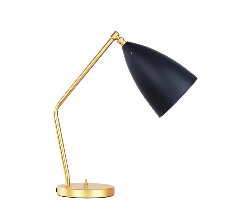 

Modernism Task Table Lamp with Brass Base and Steel Conical Shade, Choice of Heritage Colours