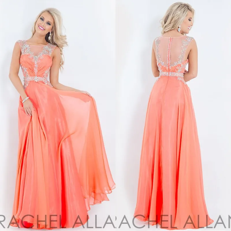 Beautiful Orange Long Prom Dresses 2017 New Arrival V Neck Floor Length