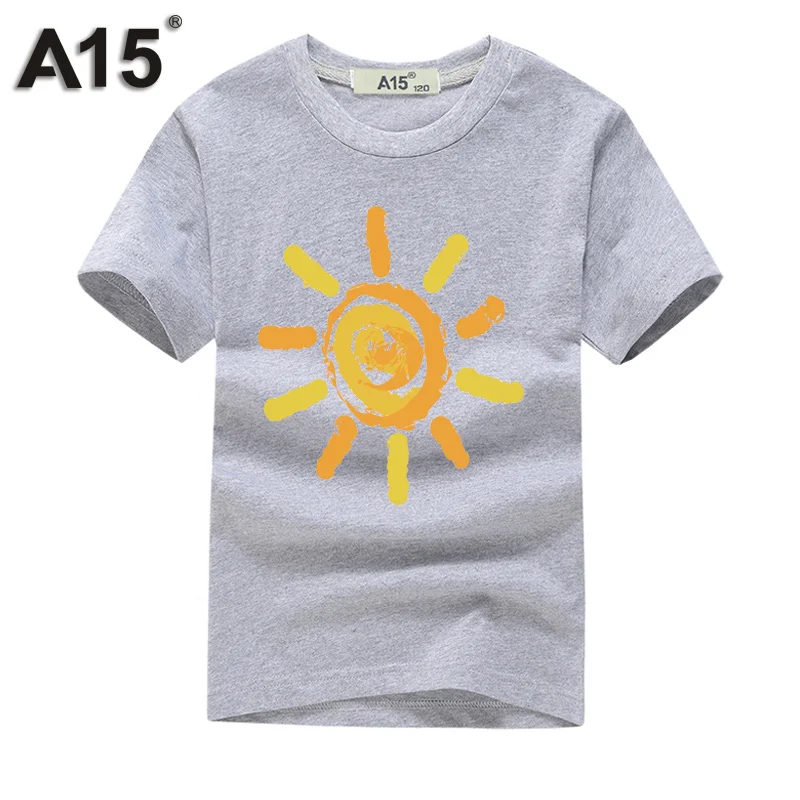 Бренд A15, лето, милая детская одежда для девочек, футболка с короткими рукавами и 3d принтом, топы, одежда для мальчико - Цвет: T0033Gray