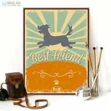 Modern Vintage Retro Animal Perro Amistad Citas A4 Impresión de Arte cartel de La Pared Pintura de la Lona Imagen Hogar Kids Room Decor No marco