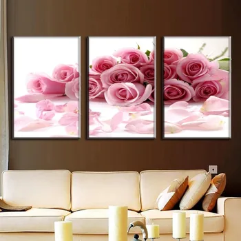 

3 pieces high-definition print Rose canvas painting poster and wall art living room picture PF3-025