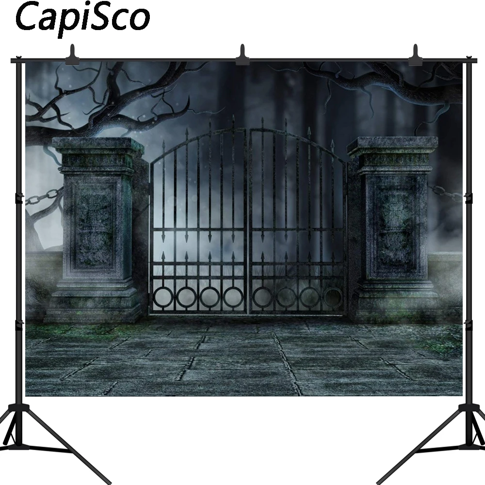 

Capisco photography background vintage stone door courtyard terror Halloween theme backdrop professional photo background