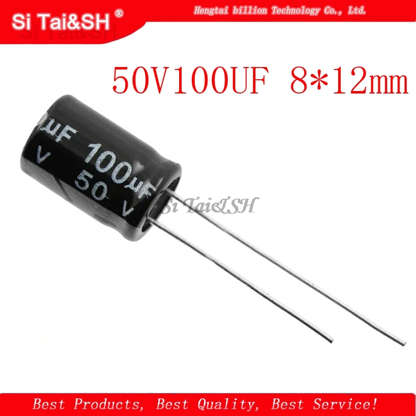 

50PCS Higt quality 50V100UF 8*12mm 100UF 50V 8*12 Electrolytic capacitor
