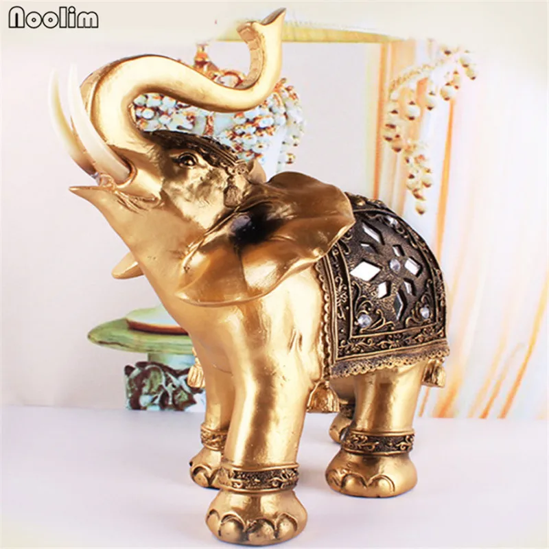 NOOLIM фигурки слонов аксессуары для украшения дома домашний декор счастливый золотой слон Сад Смолы миниатюрный орнамент слон