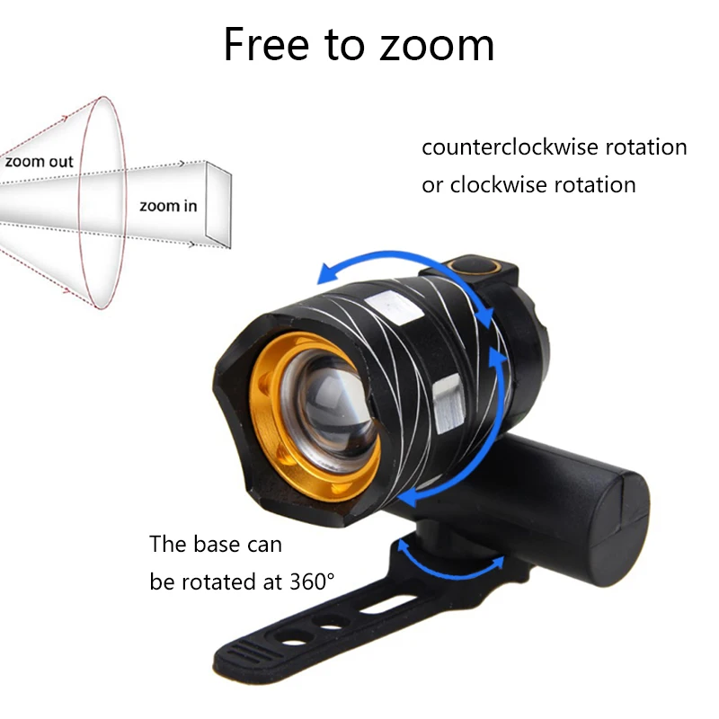 Clearance Rechargeable 1200 LM XML T6 USB LED ZOOM Front Bike Bicycle Light Lamp Headlamp Headlight Rear Light Built-in Battery 2