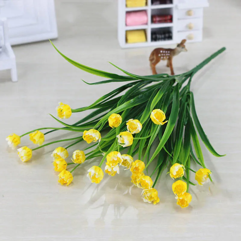 Flone Artificial Plastic Fake Flowers 35cm Small Flower Bouquet Tulip Home Living room Warm Decoration Garden Artificial Flowers (34)