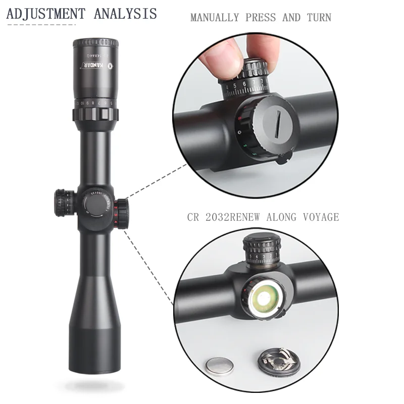KANDAR 3,5-14X44 Q FFP тактический прицел красный зеленый с подсветкой Прицел снайперской винтовки оптический прицел охотничьи прицелы винтовка air Red dot