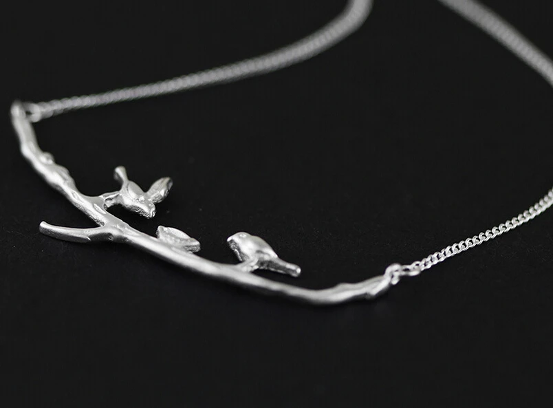 925 sterling silver jewelry natural fresh female bird necklace design concise version of personality branch