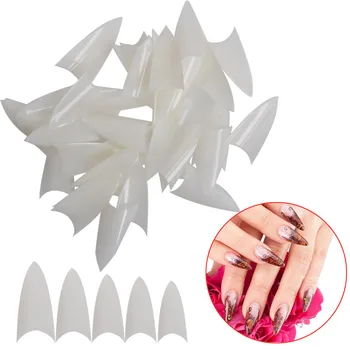 

500PCS Clear Natural White False Point Stiletto Acrylic UV Gel Nail Tips Makeup