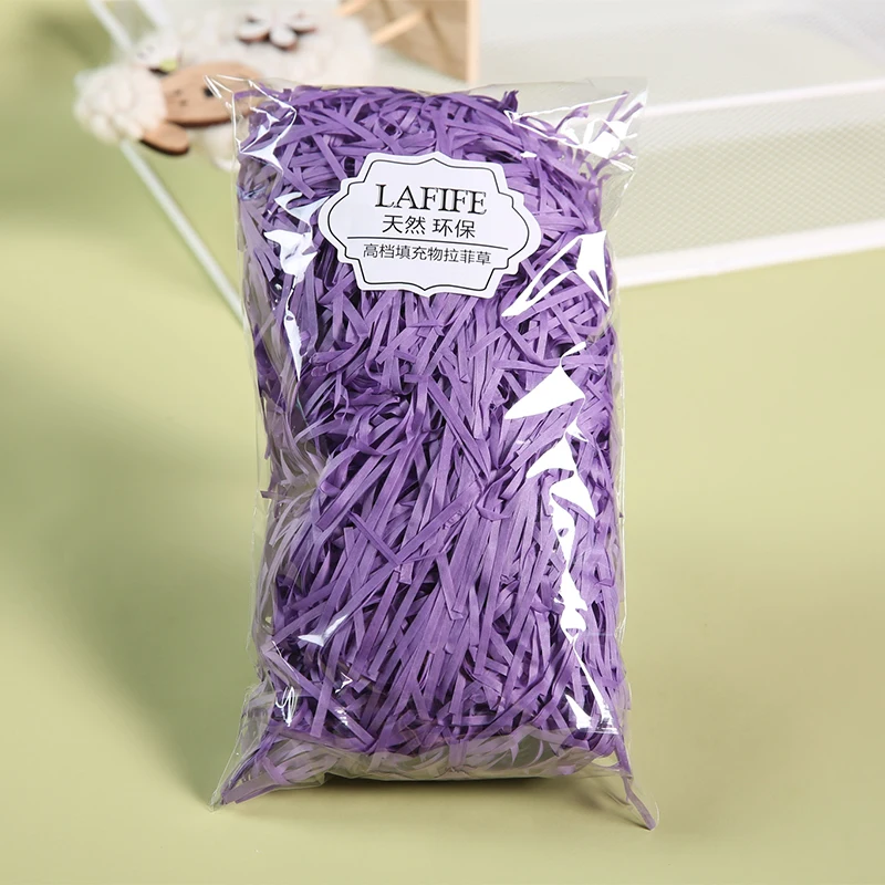 30 г/пакет DIY сухая соломенная Подарочная коробка наполнитель материал Свадьба/День рождения украшения измельченные Crinkle бумажная рафия темный цвет - Цвет: Lavender purple