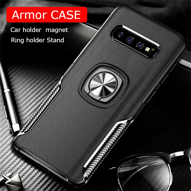 

Ring Holder Stand Armor Phone Case For Samsung Galaxy Note 10 Plus Cover Shockproof Case For Samsung S 8 9 10.Plus Case Coque