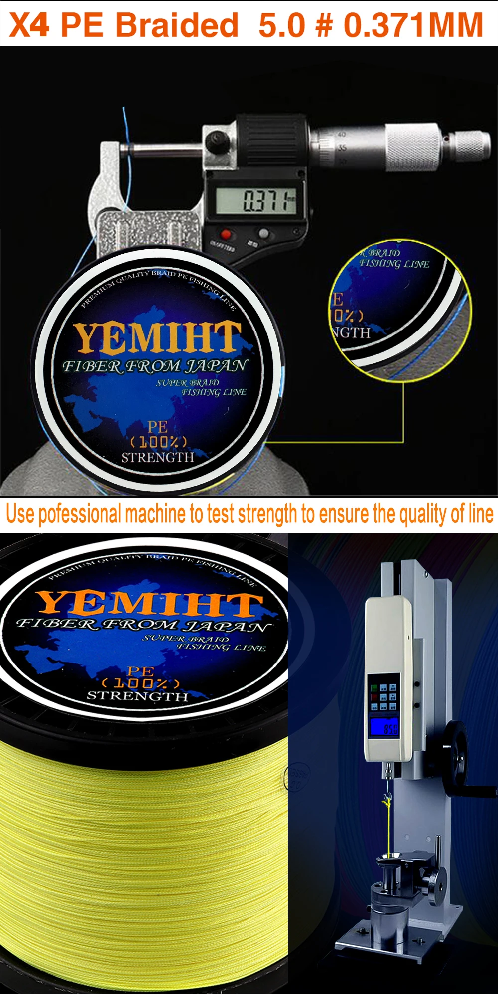 YEMIHT 4 нити плетеная линия 100 м 300 м 10-80LB PE Multifilament tresse peche 4 плетеная линия