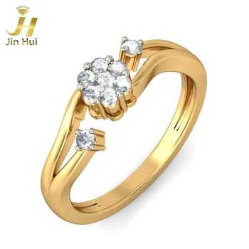 

Jinhui Unisex The Caren Ring Solid 18K Yellow 750 Gold 0.224CT Natural Diamond Jewelry Free Engraving