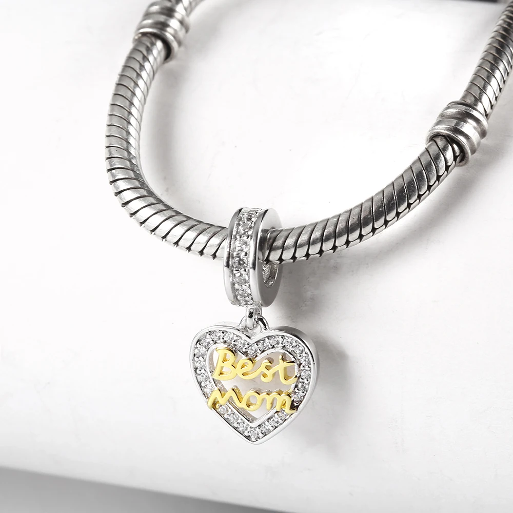 Mom Heart Pendant Fit Pandora Bracelets Charms Silver 925 Original Beads Authentic 925 Silver Charms Jewelry Making Dropshipping (4)