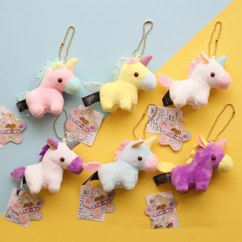 

Kawaii 9CM Approx 6 Colors Cute Plush Unicorn Plush Key chain dolls Animal Dear Baby Kids Children Birthday Free Shipping