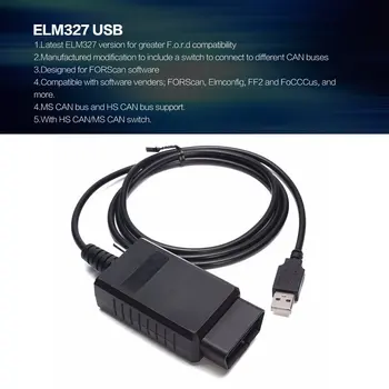 

ELM327 USB FTDI/PIC18F25K80 Chip Code Reader for Ford HS CAN/MS CAN Switch Car Vehicle OBDII Diagnostic Tool Interface