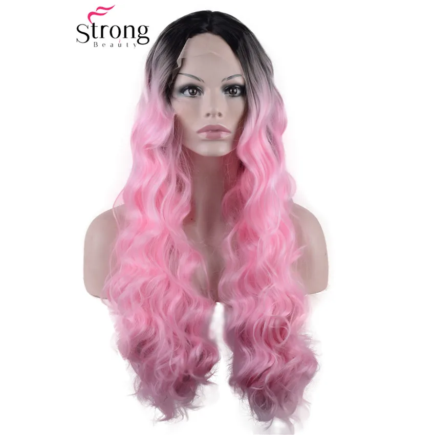 StrongBeauty Омбре пепельные 2 тона синтетический парик с кружевом спереди темно-корни длинные волнистые Серебристые серые замена волос выбор цвета - Цвет: MX33
