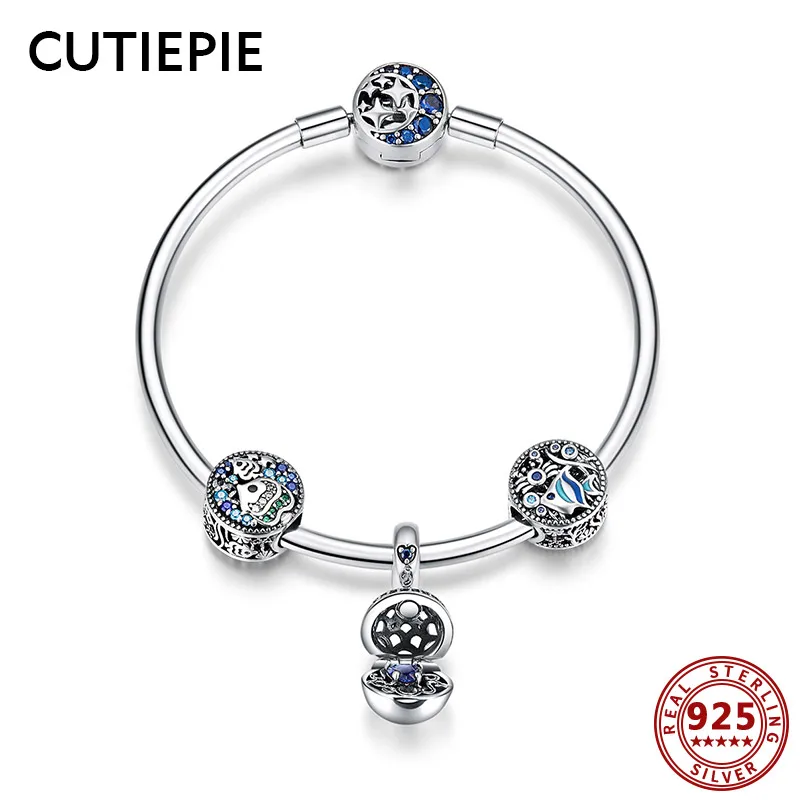 CUTIEPIE Романтический 100% Настоящее серебро 925 пробы океан подвески в виде рыб