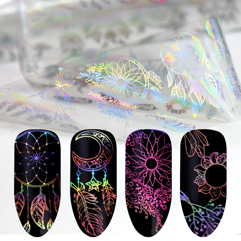 

Blueness 1Roll Dream Catcher Design Nails Art Decorations Laser Transfer Foil Stickers Manicure Declas For Nails Accessories
