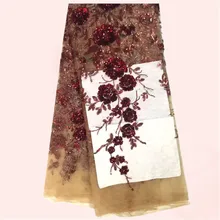 Graceful blume pailletten design Französisch tüll stoff mode abendkleid tüll mesh-material für dame JNZ83 (5 yards/lot)