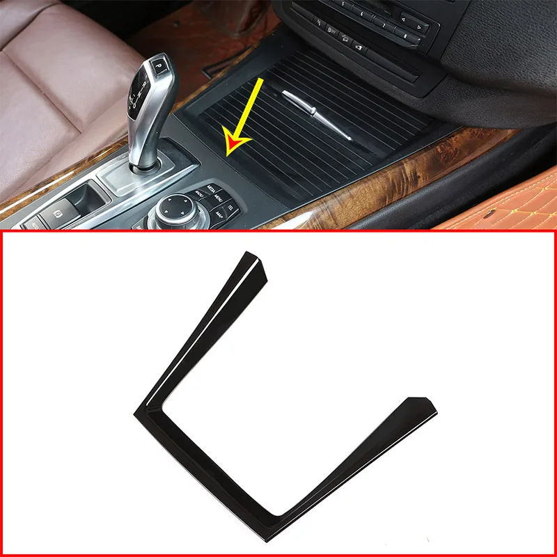 

Glossy Black Style ABS Interior Mouldings Car Center Console Frame Decoration Cup Holder Strip Trim For BMW X5 E70 2008-2013