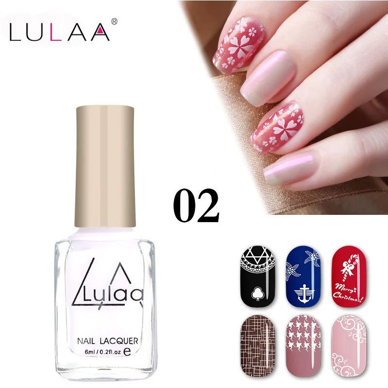 Lulaa 6 мл штамп лак для ногтей и штамп лак для ногтей 12 цветов на выбор штамповка лак для ногтей спрей Vernis A Ongle лак - Цвет: 002