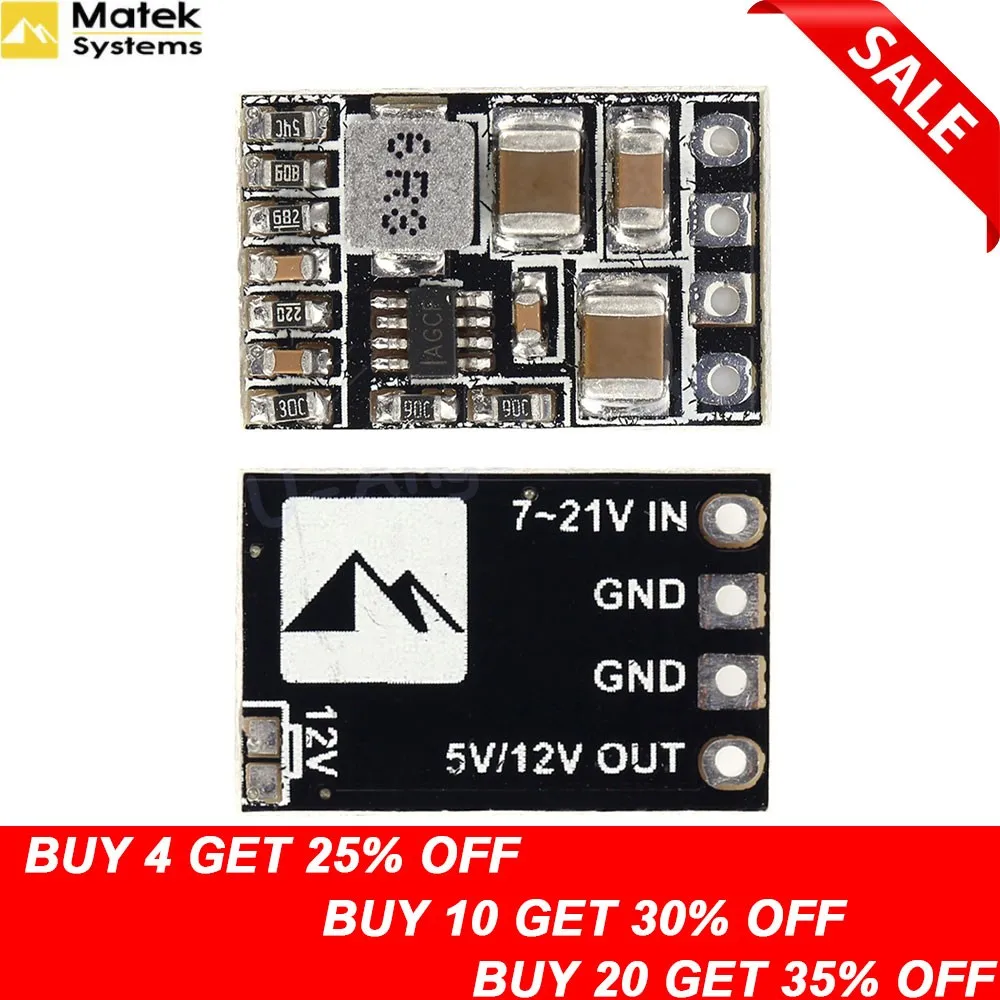 

1pcs Matek Micro BEC Step-down Module 5/12 V Adjustable Output 2-5s Lipo Battery