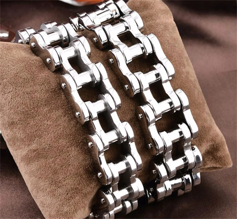 

2019 New Hot Fashion 1Pcs Men's Stainless Steel Motorcycle Bike Bicycle Chain Design Bracelet Silver Tone Special Gift