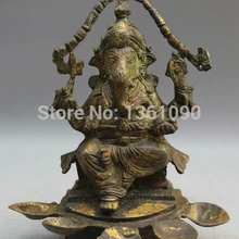 Xd 001021 " Тибет Буддизм Бронзовый Сиденья Ганеш Господь Ганеша Слон Бог Статуя Будды